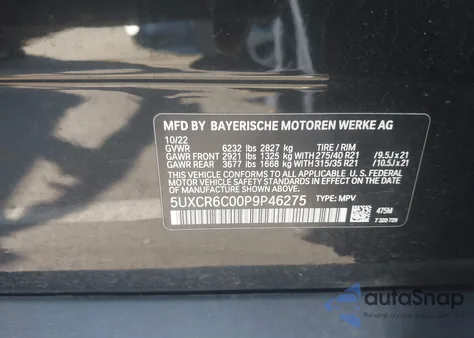 2023 BMW X5 xDrive40I z USA, uszkodzony, nr VIN 5UXCR6C00P9P46275